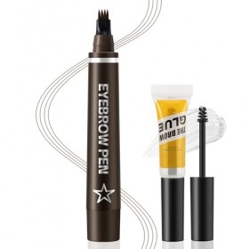 Apooliy Stylo à sourcils pour microblading,Crayon à sourcils imperméable avec pointe à 4 fourches,Stylo à longue durée et gel...