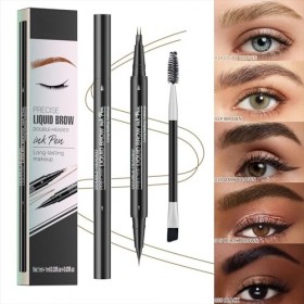 Magic Microblading Crayon à sourcils 2 en 1 à double extrémité – Stylo à sourcils étanche avec 2 pointes précises et étanches...