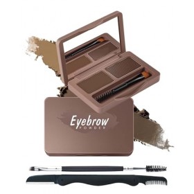 Kit de poudre à sourcils - Palette de poudre teintée douce pour les yeux - Imperméable et durable - Marron foncé/clair - Maqu...