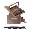 Kit de poudre à sourcils - Palette de poudre teintée douce pour les yeux - Imperméable et durable - Marron foncé/clair - Maqu...