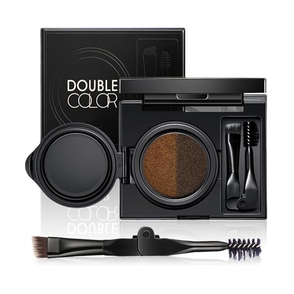 AmiCera Kit de pommade à sourcils en gel 2 couleurs, palette de teinture à coussin dair 3 en 1, imperméable, anti-taches, ét