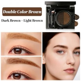 AmiCera Kit de pommade à sourcils en gel 2 couleurs, palette de teinture à coussin dair 3 en 1, imperméable, anti-taches, ét