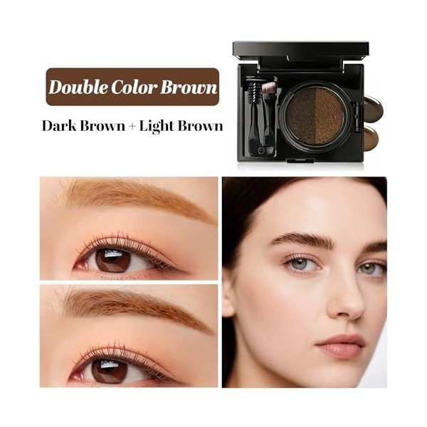 AmiCera Kit de pommade à sourcils en gel 2 couleurs, palette de teinture à coussin dair 3 en 1, imperméable, anti-taches, ét