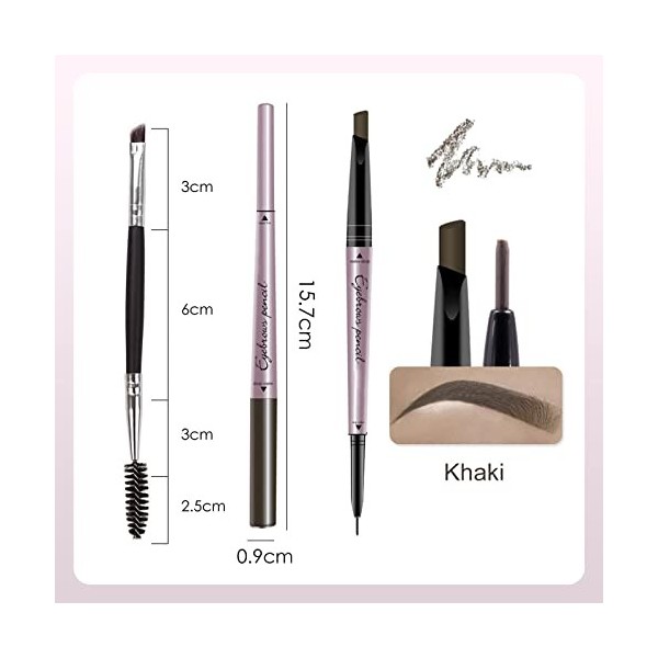 Riceel Stylo à sourcils, crayon à sourcils avec pinceau à sourcils à double extrémité, stylo à sourcils ultra fin à double ex...