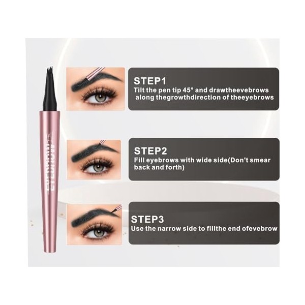 Magic Microblading Crayon de contour des sourcils – Stylo de contour des sourcils – Stylo à sourcils étanche précis à 4 point