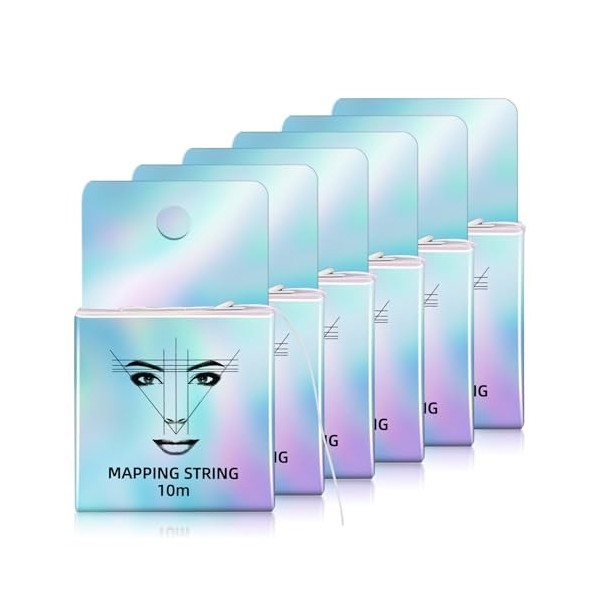 ATOMUS Lot de 6 cordes de microblading pré-encrées avec boîte pour la cartographie des sourcils, la mesure du marquage, le fi...