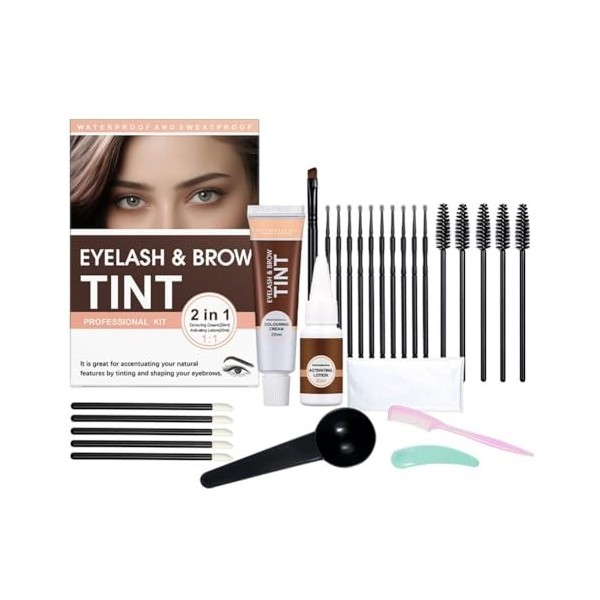 Kit 2 en 1 pour les Cils et Sourcils, Dye pour Cils et Sourcils, Semi-Permanent avec Outils Complets, Facile et Rapide à Util...