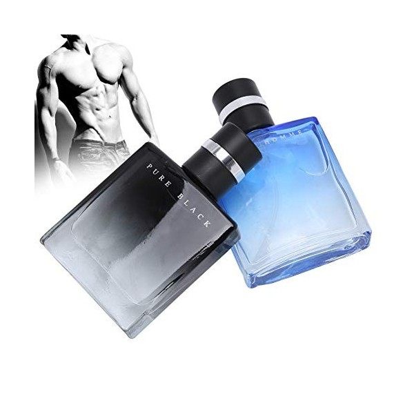 Lot de 2 parfums pour homme, eau de parfum en vaporisateur, bouteille en verre, parfum de longue durée, parfum léger, 30 ml d