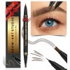 iMethod Stylo à sourcils microblading - Crayon à sourcils 2-en-1 à double extrémité avec applicateur à 3 branches à micro-fou