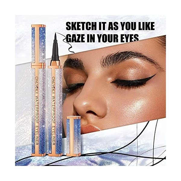 Onlyoily Eyeliner Pencil Stylo Liquide Eyeliner Precision Séchage Rapide, Noir métallique Flash Eyeliner Eyeliner / Khôl / Cr...