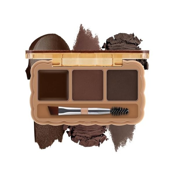 Boobeen Palette à sourcils, kit de poudre à sourcils 3 couleurs, pommade à sourcils avec brosse à double extrémité, kit de ma