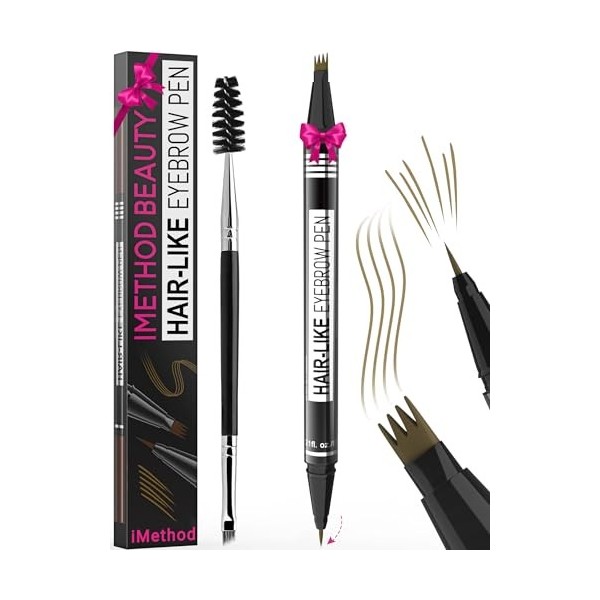 iMethod Crayon à sourcil 2 en 1 pour femme – Pointe fourchue et pinceau précis pour créer des sourcils naturels résistants