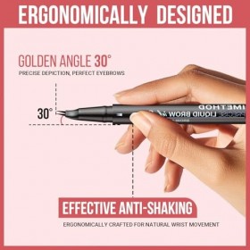 iMethod Stylo à sourcils incurvé – Crayon à sourcils 2 en 1 à double extrémité avec micro-pointe fourchette et pointe pinceau...