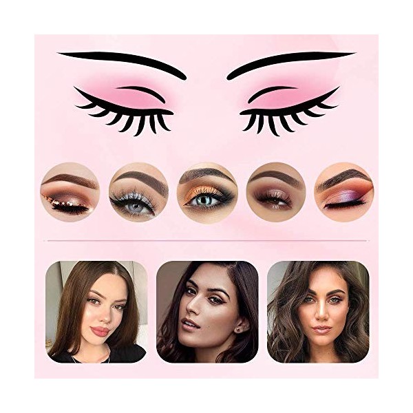 TEUVO Pochoir Sourcils Kit pour Débutant 3 Procès-verbal Maquillage, 24 Styles de Pochoir, 1 Brosse Sourcil et 1 Rasoir Visag
