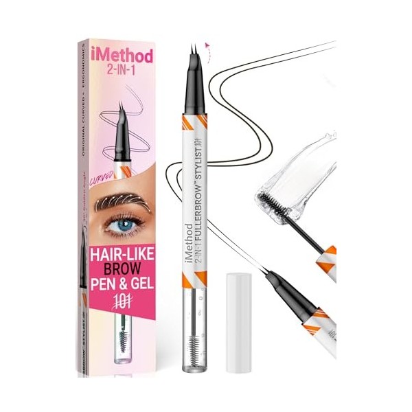 iMethod Curved Crayon à sourcils et gel à sourcils transparent – Crayon à sourcils avec traits semblables à des cheveux pour ...