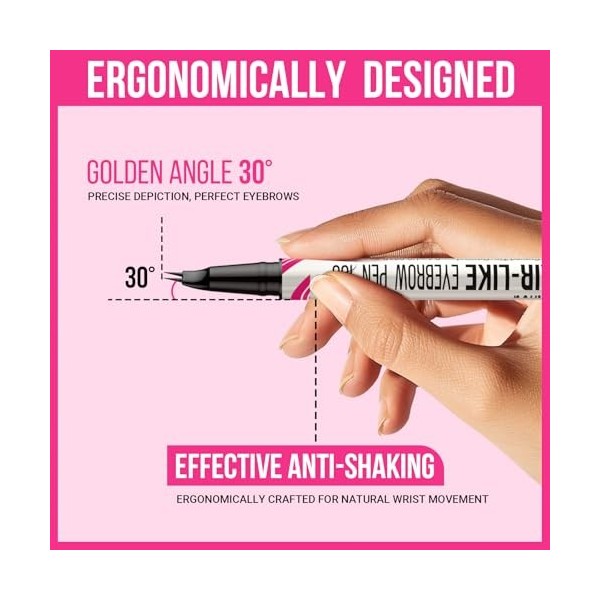 iMethod Stylo à sourcils incurvé – Crayon à sourcils 2 en 1 à double extrémité avec pointe incurvée et pointe pinceau précise...