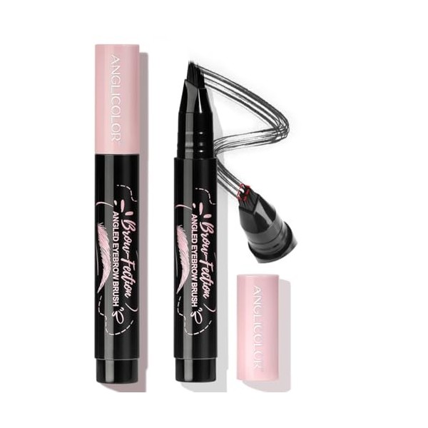 Microblading – Stylo à sourcils naturel amélioré 2025 avec pinceau biseauté 2.0, facile à utiliser, traits de cheveux, longue