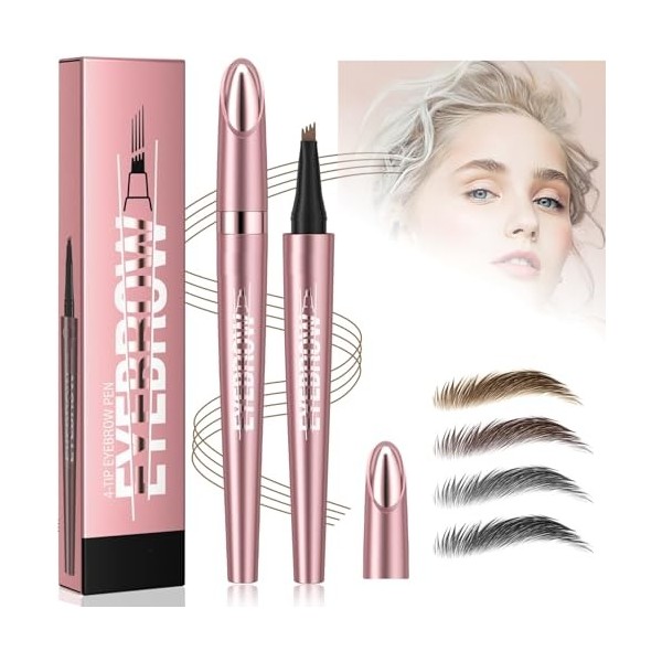 Magic Microblading Crayon de contour des sourcils – Stylo de contour des sourcils – Stylo à sourcils étanche précis à 4 point
