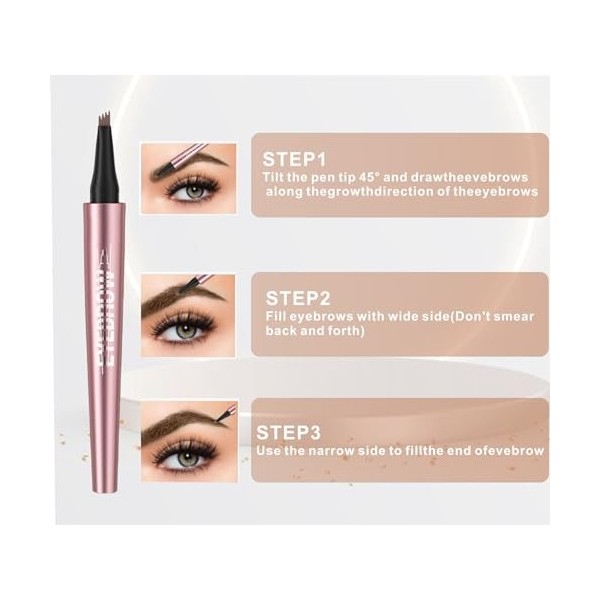 Magic Microblading Crayon de contour des sourcils – Stylo de contour des sourcils – Stylo à sourcils étanche précis à 4 point