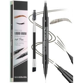 Magic Microblading Crayon à sourcils 2 en 1 à double extrémité – Stylo à sourcils étanche avec 2 pointes précises et étanches
