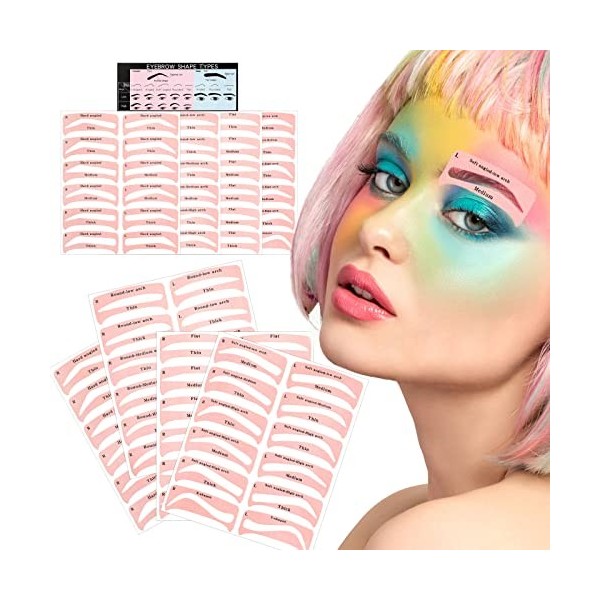 48Paires Eyebrow Stamp Pochoir Sourcils, 24Styles Tampon À Sourcils Auto-adhésif Pochoirs De Tampons à Sourcils Pochoirs à So