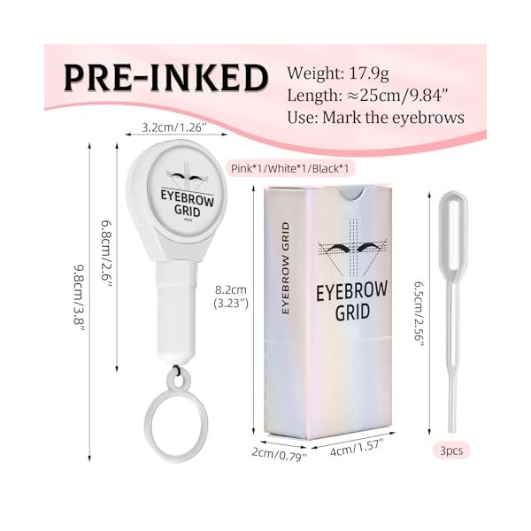 ATOMUS Lot de 3 cordes de cartographie à sourcils - Évolutif - Encre - Maquillage permanent - Kit de mappage des sourcils - M