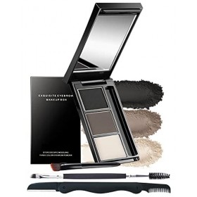 Kit de maquillage de poudre à sourcils - Palette de poudre de teinte pour sourcils - 3 couleurs - Étanche - Longue durée - Sé