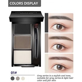 Kit de maquillage de poudre à sourcils - Palette de poudre de teinte pour sourcils - 3 couleurs - Étanche - Longue durée - Sé