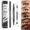 Magic Microblading Crayon à sourcils 2 en 1 à double extrémité – Stylo à sourcils étanche avec 2 pointes précises et étanches