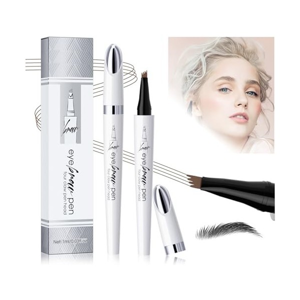 Magic Microblading Crayon de contour des sourcils – Stylo de contour des sourcils – Stylo à sourcils étanche précis à 4 point