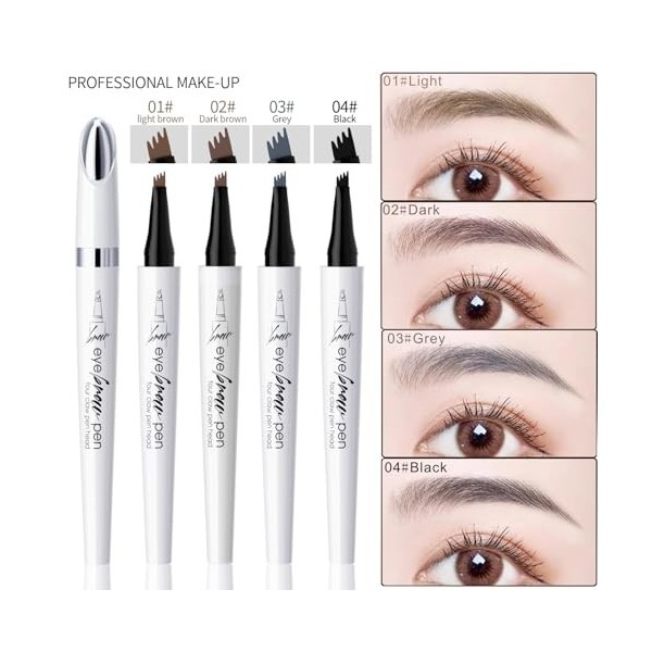 Magic Microblading Crayon de contour des sourcils – Stylo de contour des sourcils – Stylo à sourcils étanche précis à 4 point