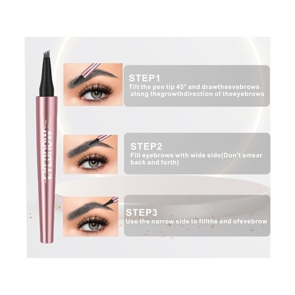 Magic Microblading Crayon de contour des sourcils – Stylo de contour des sourcils – Stylo à sourcils étanche précis à 4 point