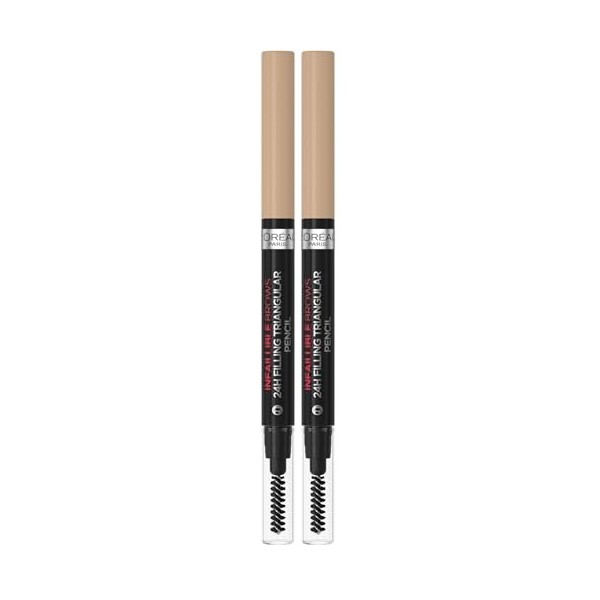 LOréal Paris - Crayon à Sourcils Tenue 24H - Pointe Triangulaire pour une Définition Parfaite - Formule Waterproof Résistant