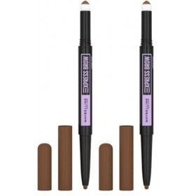 Maybelline New York - Crayon à Sourcils - Express Brow Satin Duo Crayon et Poudre - Teinte : Medium Brown 02 Lot de 2 