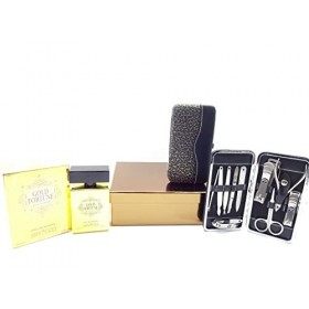 Boîte cadeau de luxe pour homme&nbsp;–&nbsp;Red Hot Man 100&nbsp;ml Eau de toilette pour homme + 7&nbsp;CS en acier inoxydable Soin des ongles pe