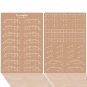 Guapa Lot de 4 peaux dentraînement réalistes en silicone pré-imprimées recto verso pour traits, ombrage, sourcils, microblad