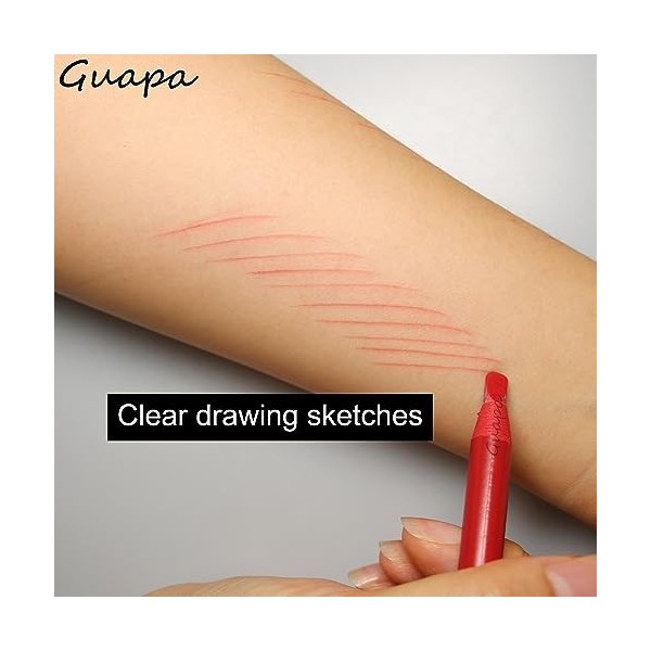 Rasmet 6 Stylo Tatouage Permanent Lèvres et Sourcils avec Conceptions Pré-dessinées Stylo Mapping Red - Rouge 