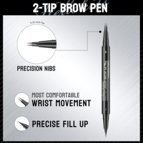 Stylo à sourcils incurvé, crayon à sourcils étanche 3D, crayon à sourcils 2 en 1, double extrémité avec micro-pointe fourchet