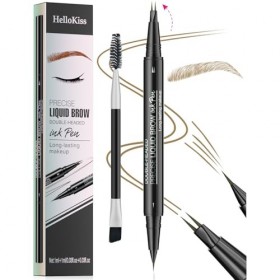 Stylo à sourcils incurvé, crayon à sourcils étanche 3D, crayon à sourcils 2 en 1, double extrémité avec micro-pointe fourchet