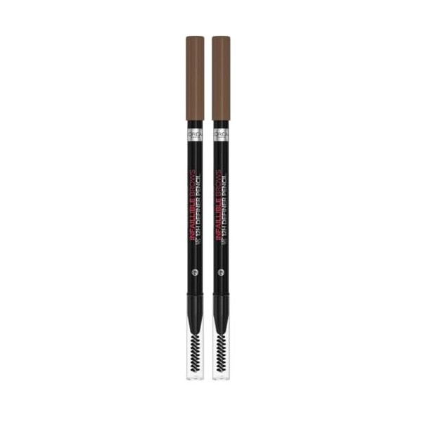 LOréal Paris - Crayon à Sourcils - Infaillible 12H Brow Definer - Teinte : 3.0 Brunette Lot de 2 