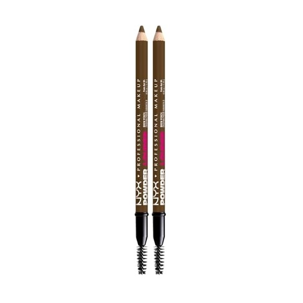 NYX PROFESSIONAL MAKEUP POWDER LOUDER BROW PENCIL SOFT BROWN Lot de 2 Maquillage des sourcils