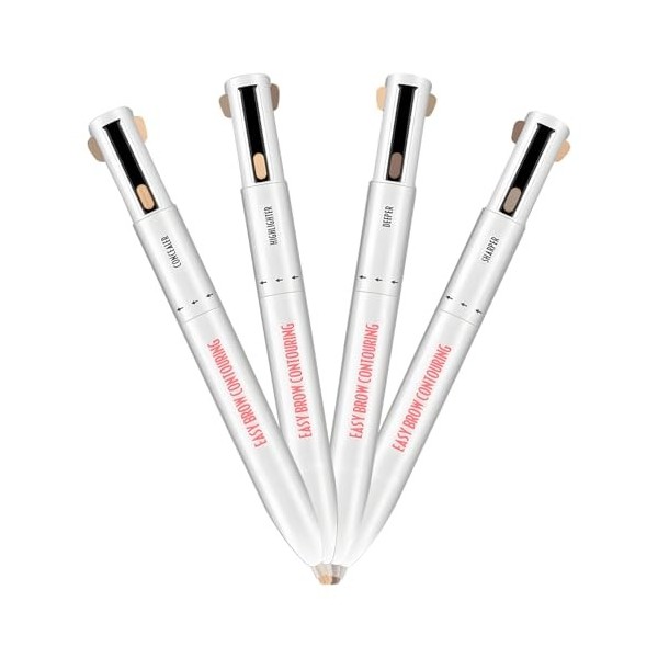 MOTIBACK Crayon à sourcils multifonction 4 en 1 avec 4 pointes pour contouring, remplissage, surligneur et khôl, facile à app