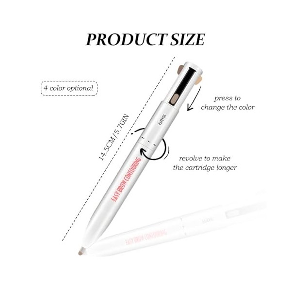 MOTIBACK Crayon à sourcils multifonction 4 en 1 avec 4 pointes pour contouring, remplissage, surligneur et khôl, facile à app
