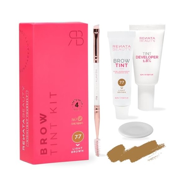 RB RENATA BEAUTY Kit de Teinture pour Sourcils – Kit de Coloration des Sourcil Avec Couleur, Crème Oxydante et Brosse – Effet