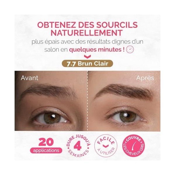 RB RENATA BEAUTY Kit de Teinture pour Sourcils – Kit de Coloration des Sourcil Avec Couleur, Crème Oxydante et Brosse – Effet