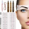 TEUVO 24 Styles de Pochoirs Sourcils pour Débutants 3 Minutes Maquillage, Réutilisable Kit Sourcils Maquillage avec 1 Pinceau