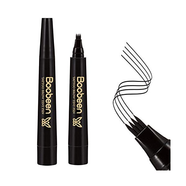 Boobeen Stylo pour sourcils étanche, crayon pour microblading avec applicateur à pointe micro-fourchette, crée des sourcils d