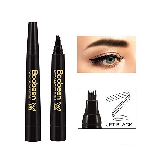 Boobeen Stylo pour sourcils étanche, crayon pour microblading avec applicateur à pointe micro-fourchette, crée des sourcils d