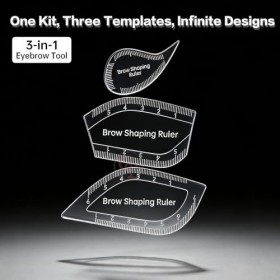 Kit de 3 Gabarits pour Sourcils- Goutte dEau, Feuille & Demi-Feuille, Pochoirs à Maquillage Permanent pour Application Rapid ...