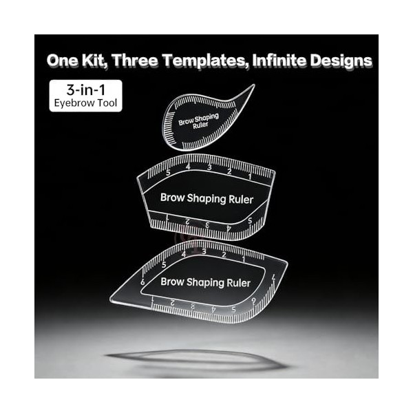 Kit de 3 Gabarits pour Sourcils- Goutte dEau, Feuille & Demi-Feuille, Pochoirs à Maquillage Permanent pour Application Rapid ...